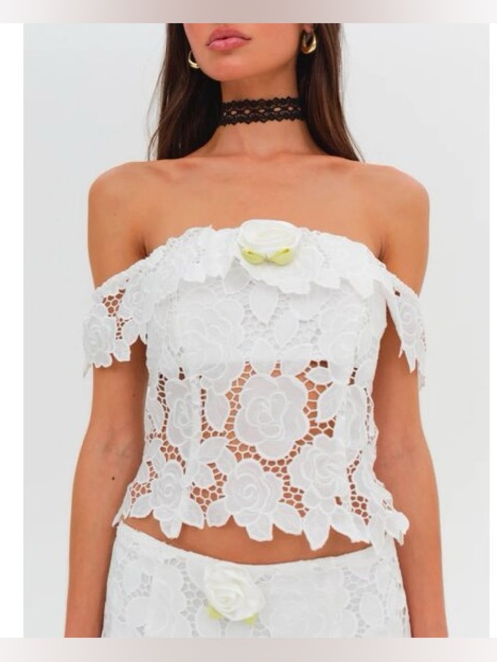 For Love & Lemons Claudia Off Shoulder Top in White S